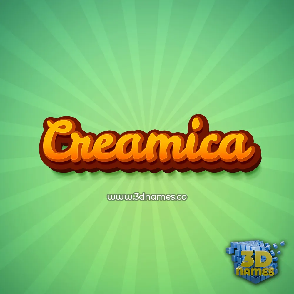 creamica in Green Rays style - 3D name wallpaper