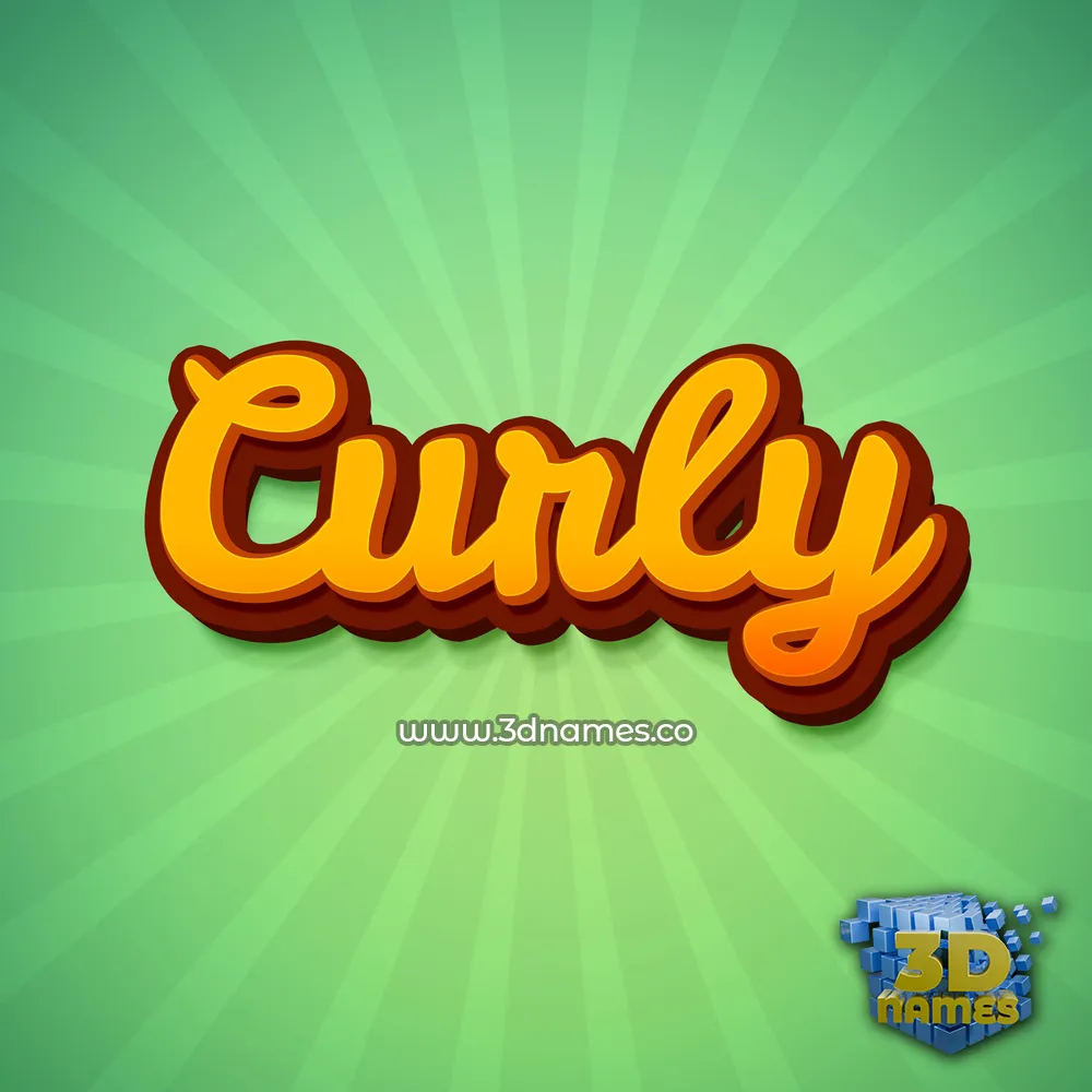 curly in Green Rays style - 3D name wallpaper