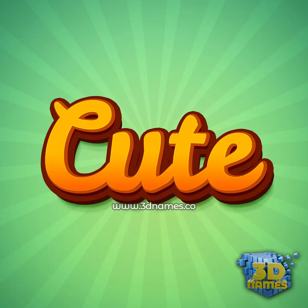 cute in Green Rays style - 3D name wallpaper