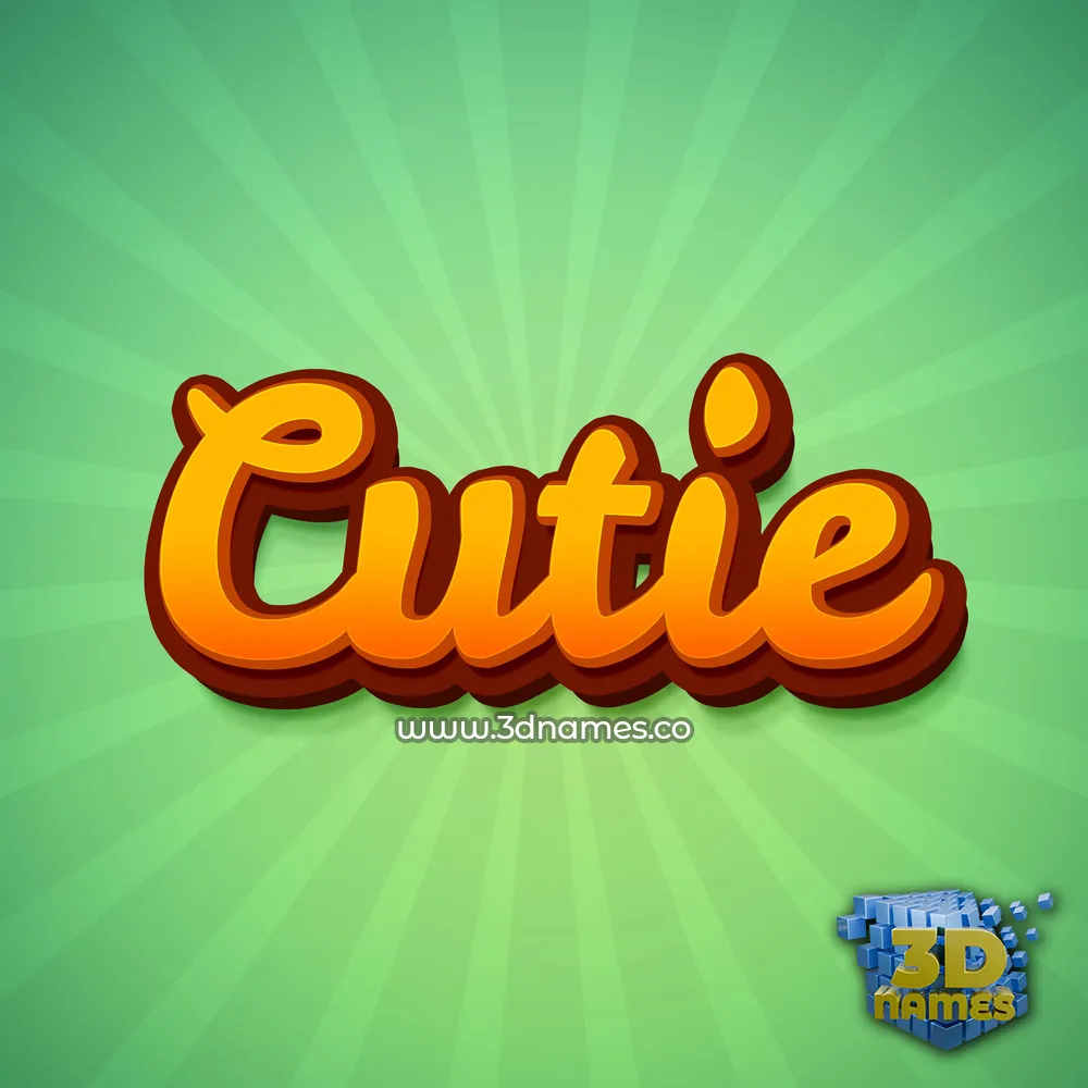 cutie in Green Rays style - 3D name wallpaper