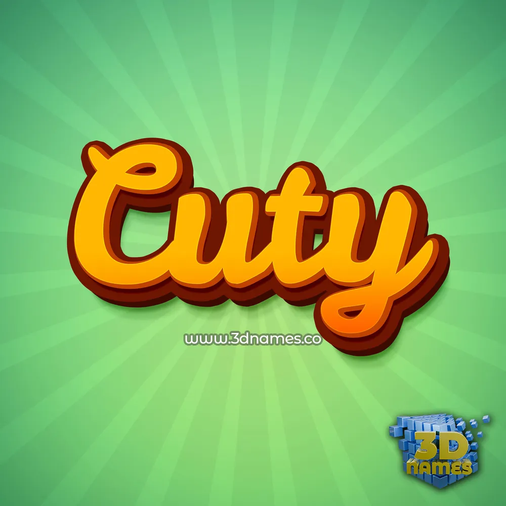 cuty in Green Rays style - 3D name wallpaper