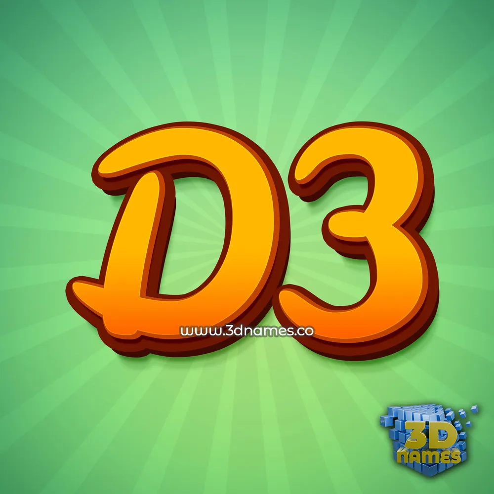 d3 in Green Rays style - 3D name wallpaper