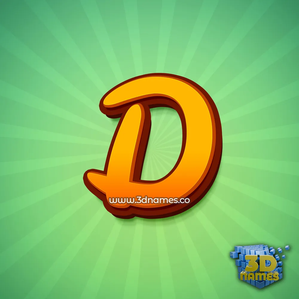 d in Green Rays style - 3D name wallpaper