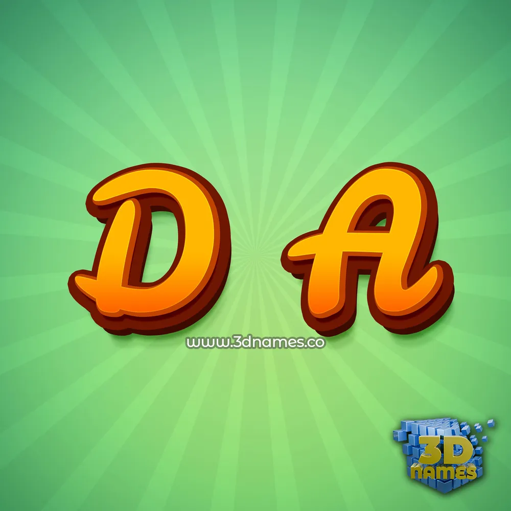 d a in Green Rays style - 3D name wallpaper