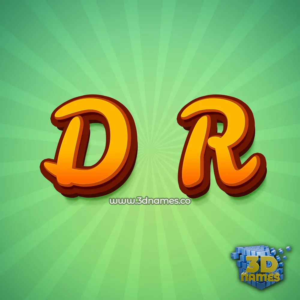 d r in Green Rays style - 3D name wallpaper