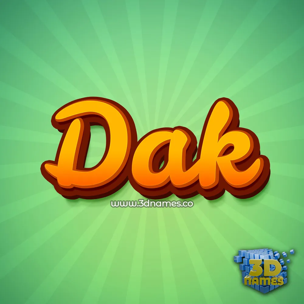 dak in Green Rays style - 3D name wallpaper