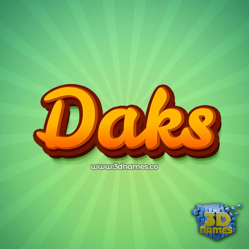 daks in Green Rays style - 3D name wallpaper