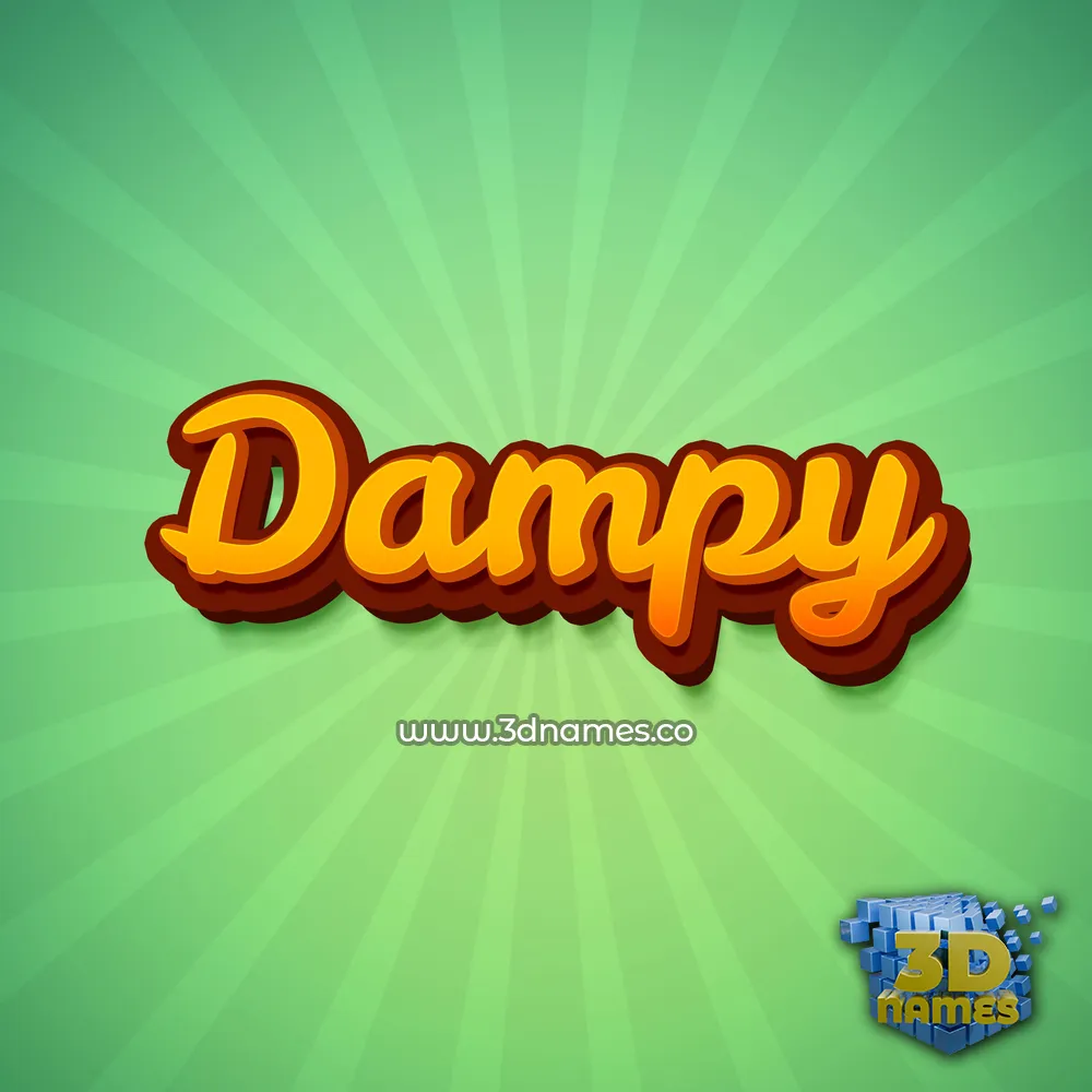 dampy in Green Rays style - 3D name wallpaper