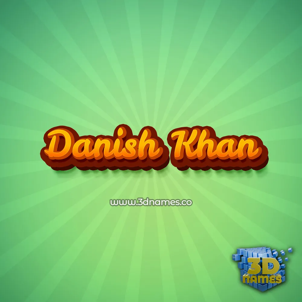 danish khan in Green Rays style - 3D name wallpaper