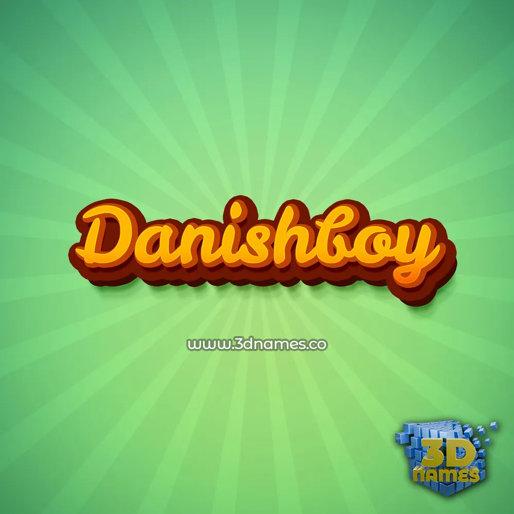 danishboy in Green Rays style - 3D name wallpaper