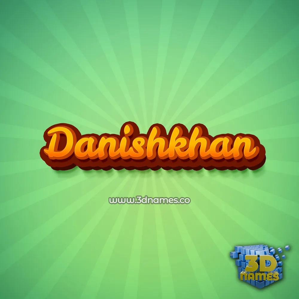 danishkhan in Green Rays style - 3D name wallpaper