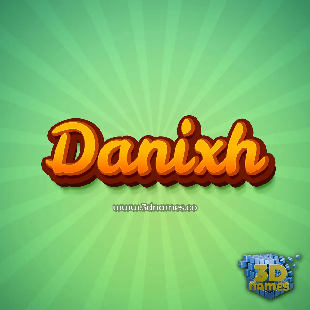 danixh in Green Rays style - 3D name wallpaper