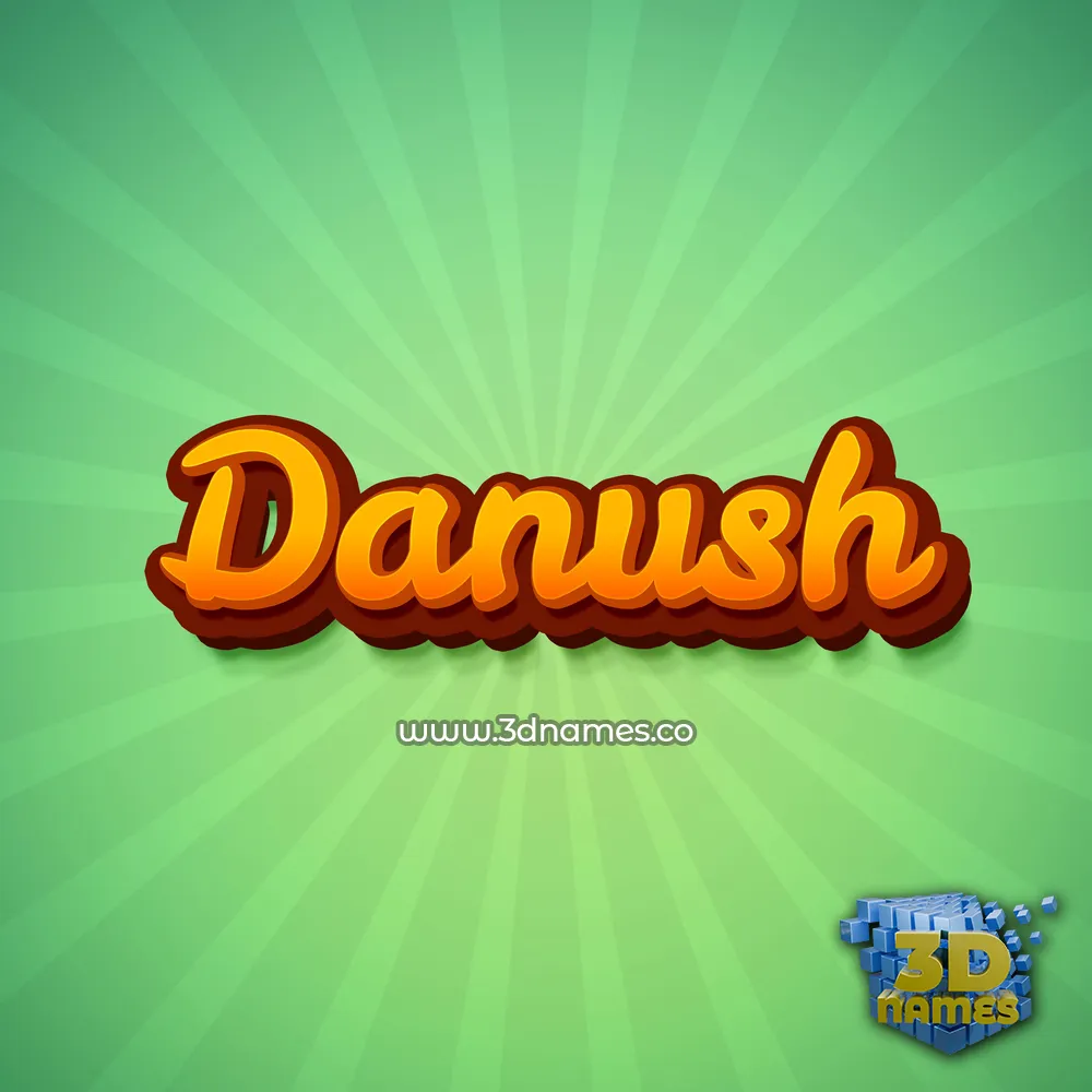 danush in Green Rays style - 3D name wallpaper