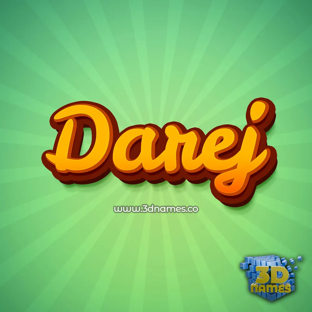 darej in Green Rays style - 3D name wallpaper