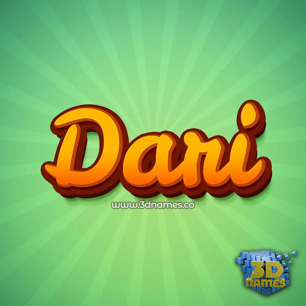 dari in Green Rays style - 3D name wallpaper