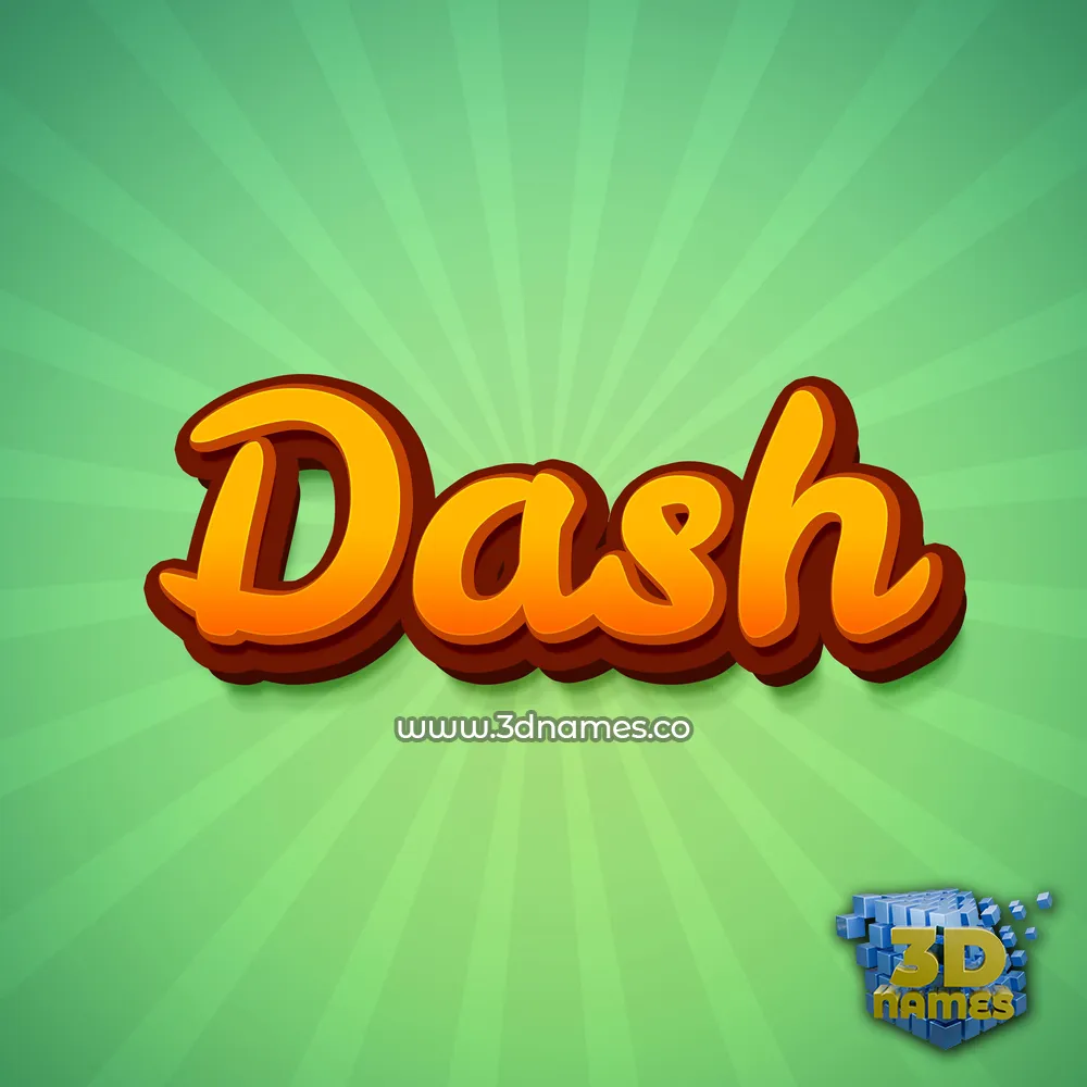 dash in Green Rays style - 3D name wallpaper