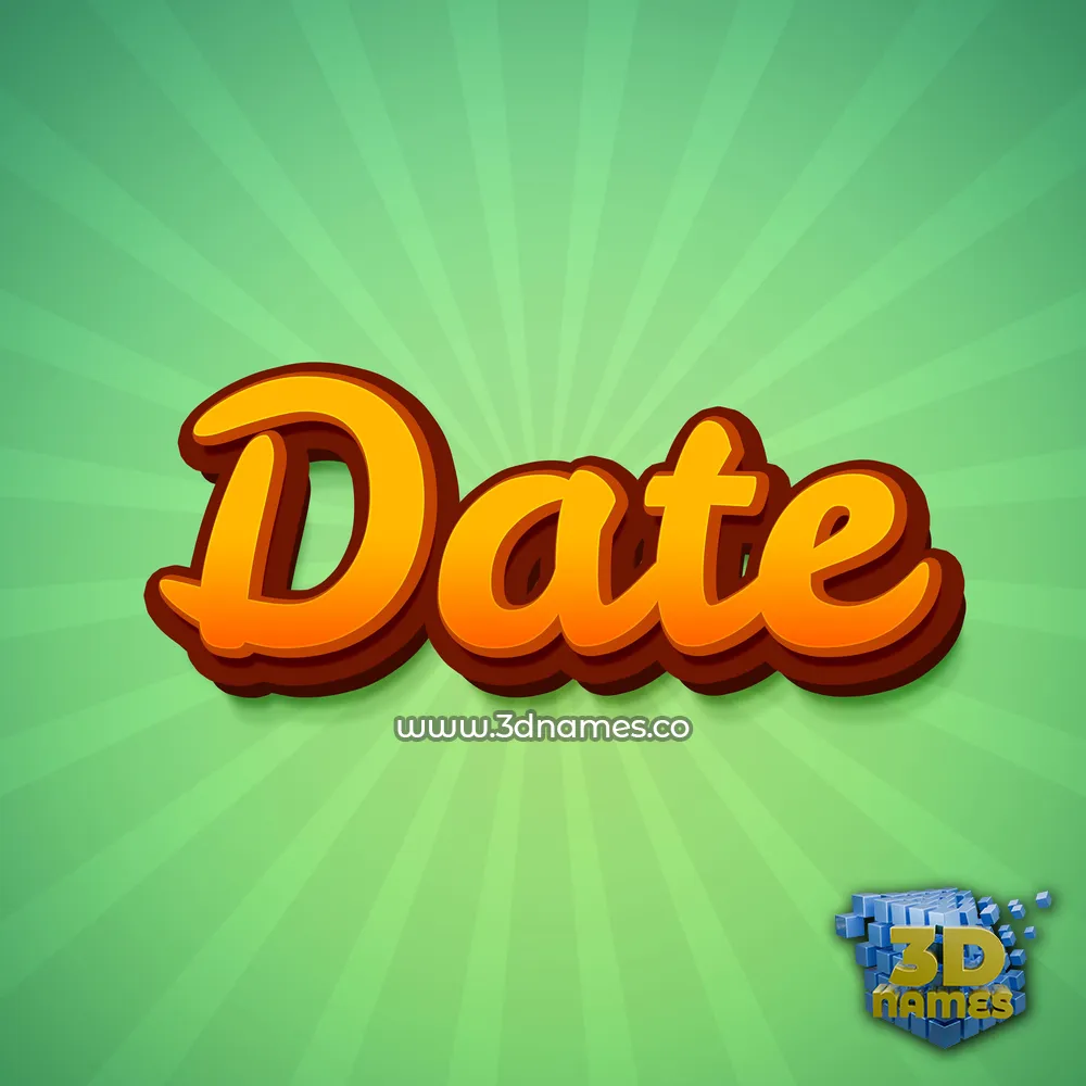 date in Green Rays style - 3D name wallpaper