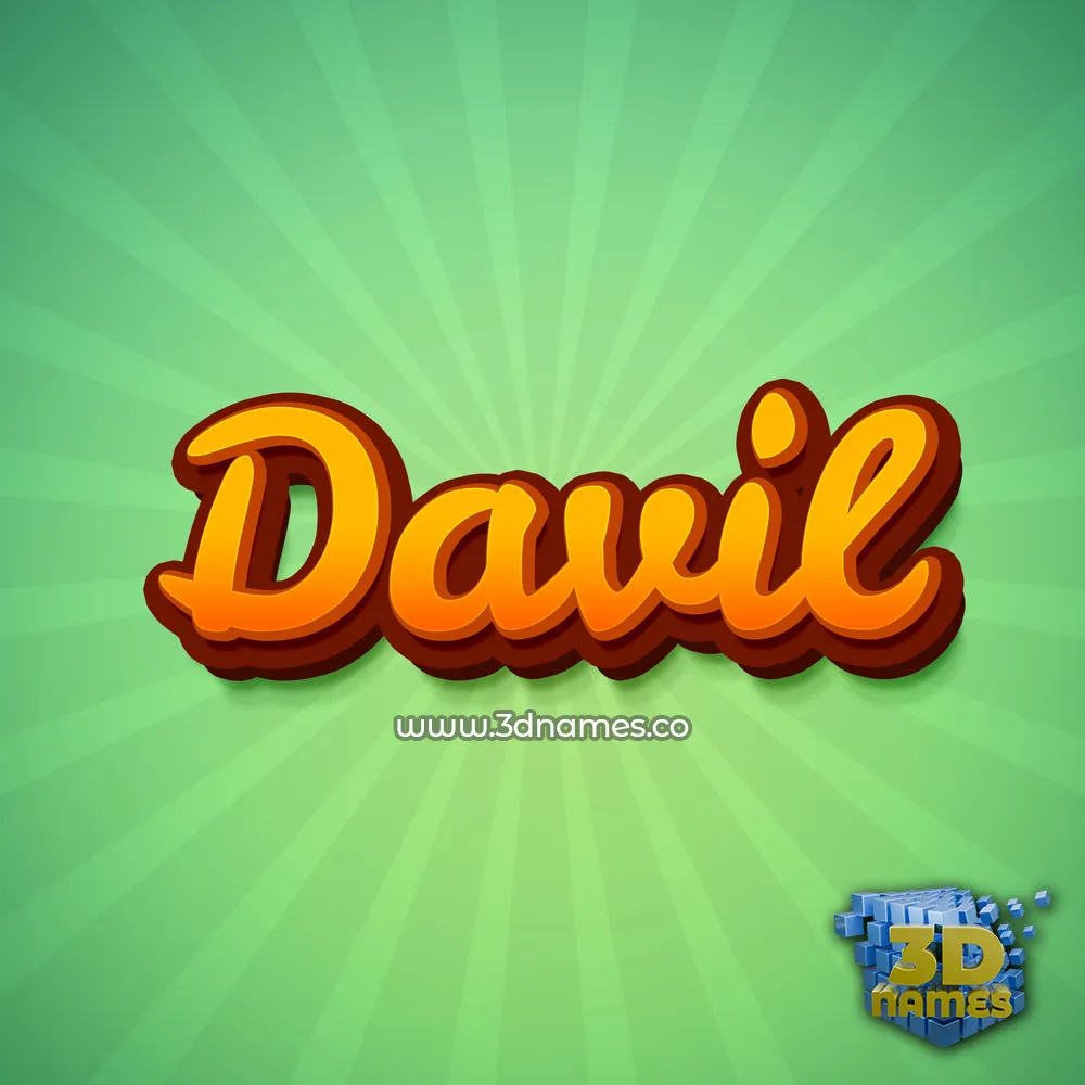 davil in Green Rays style - 3D name wallpaper