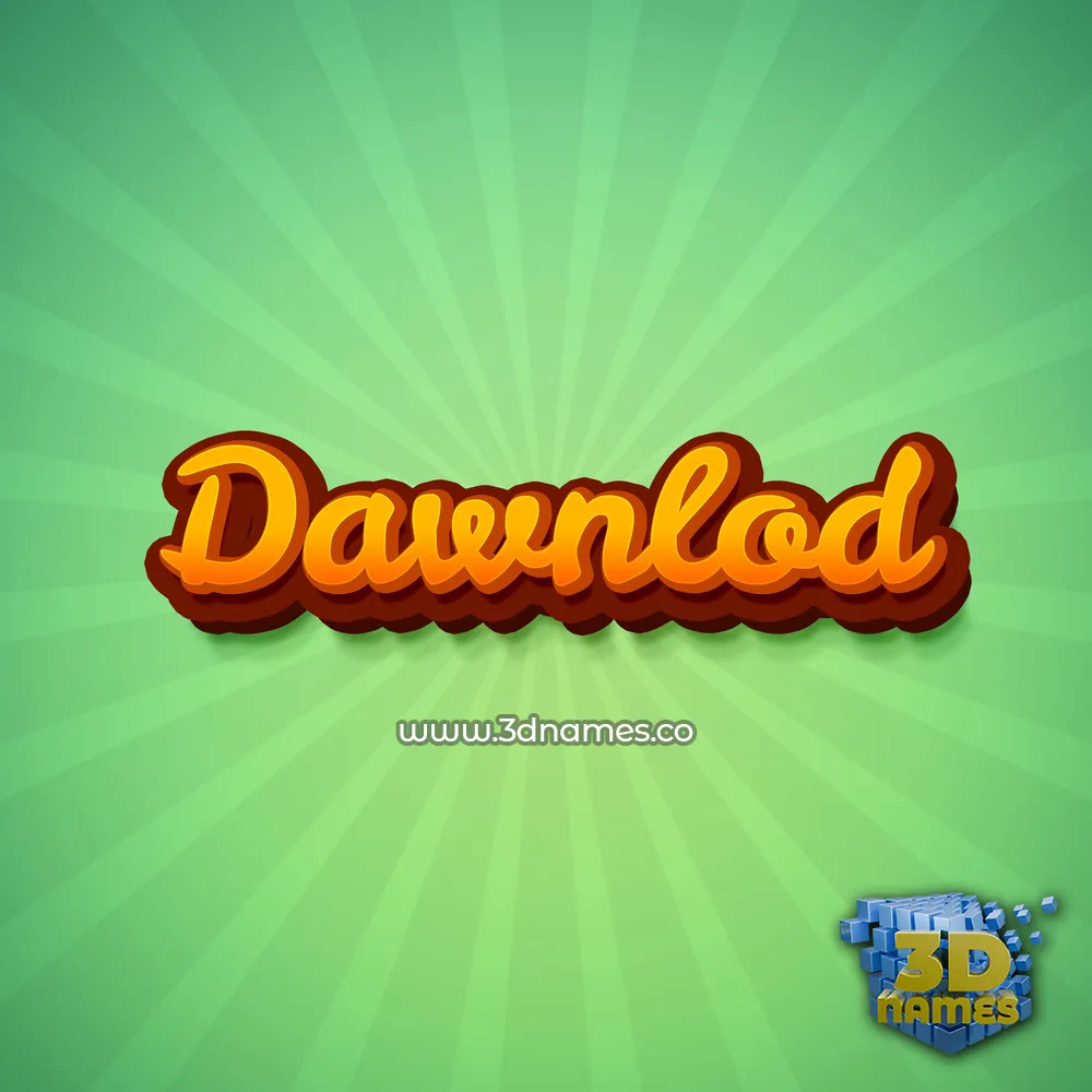 dawnlod in Green Rays style - 3D name wallpaper