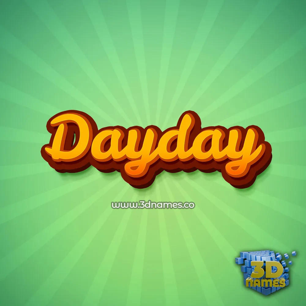 dayday in Green Rays style - 3D name wallpaper