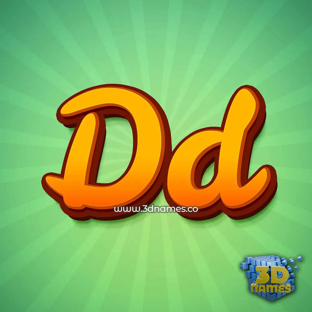 dd in Green Rays style - 3D name wallpaper