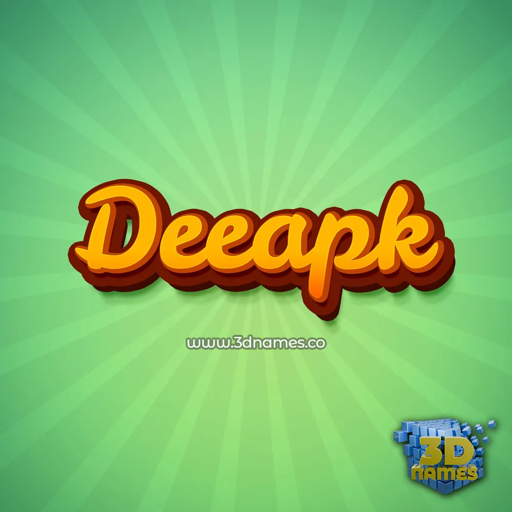 deeapk in Green Rays style - 3D name wallpaper