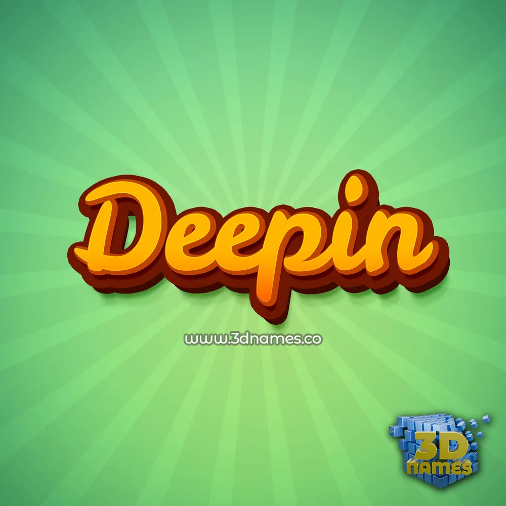 deepin in Green Rays style - 3D name wallpaper