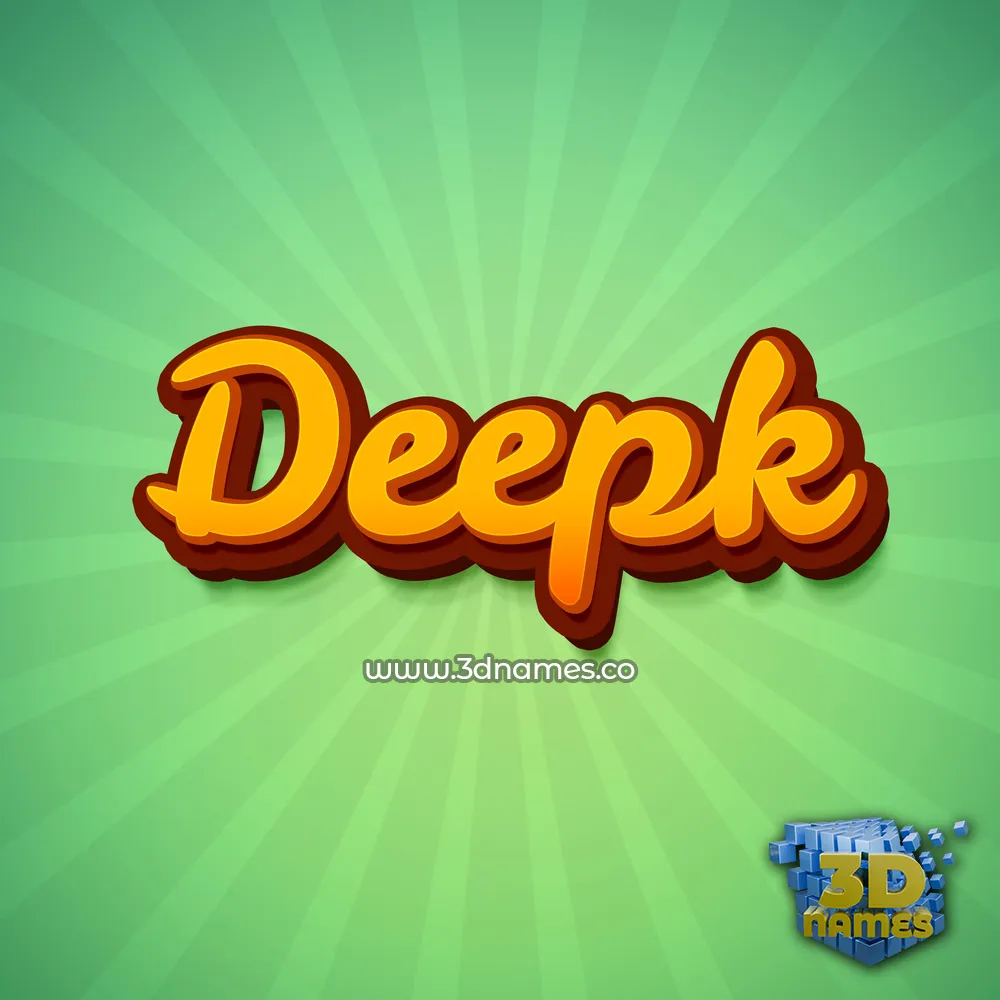 deepk in Green Rays style - 3D name wallpaper