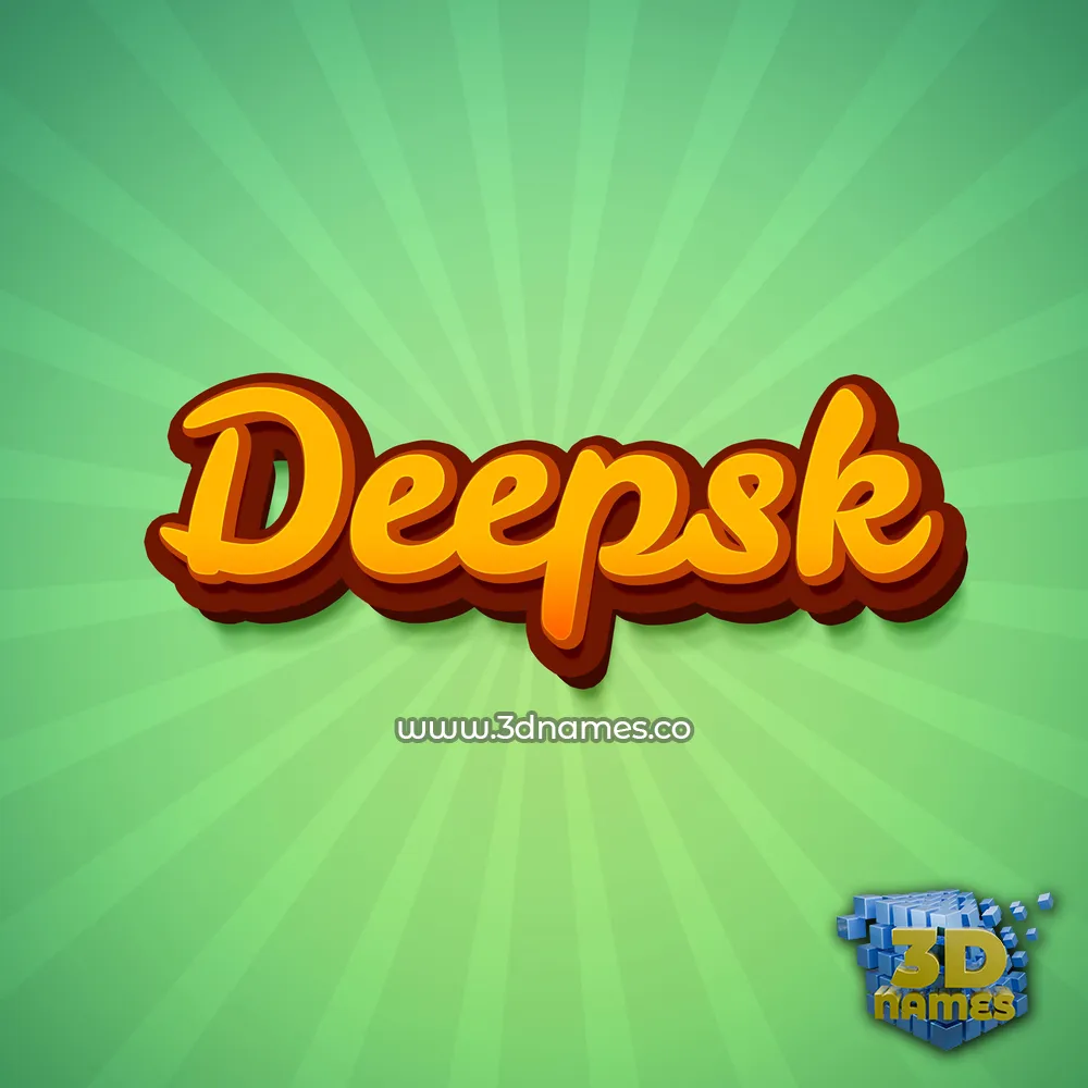 deepsk in Green Rays style - 3D name wallpaper