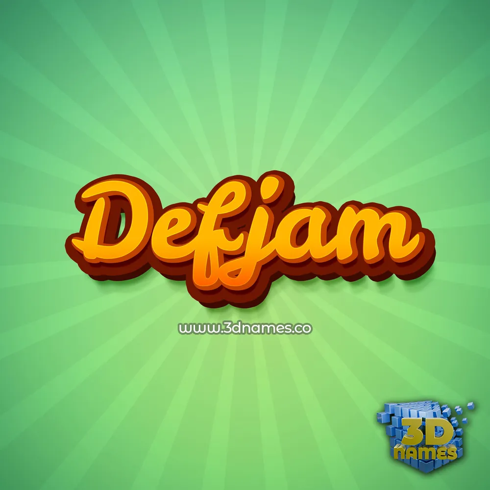 defjam in Green Rays style - 3D name wallpaper