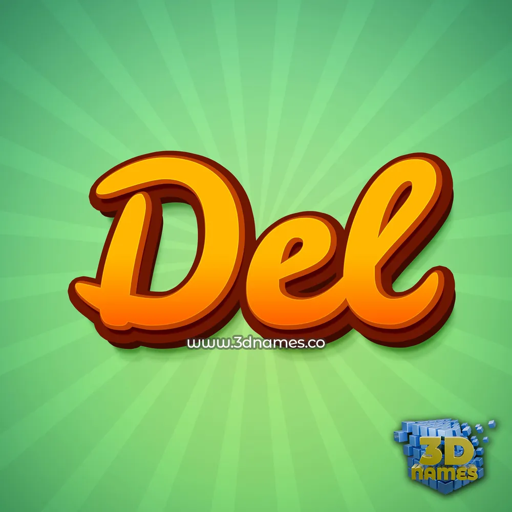 del in Green Rays style - 3D name wallpaper