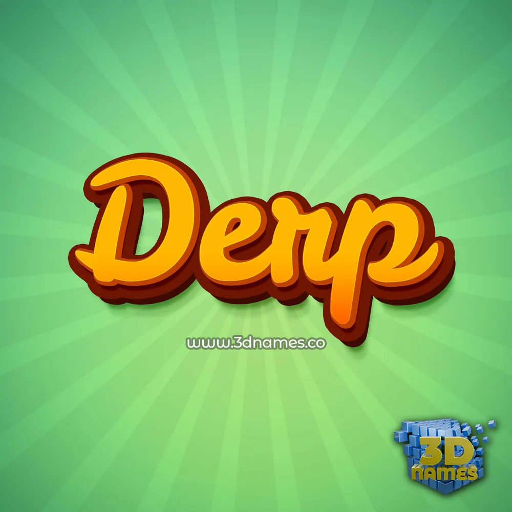 derp in Green Rays style - 3D name wallpaper