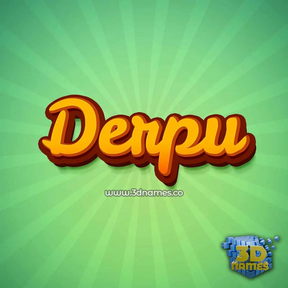 derpu in Green Rays style - 3D name wallpaper
