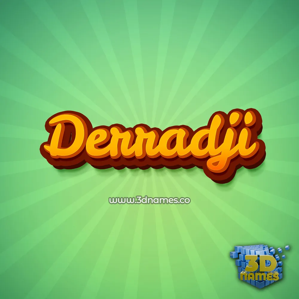 derradji in Green Rays style - 3D name wallpaper
