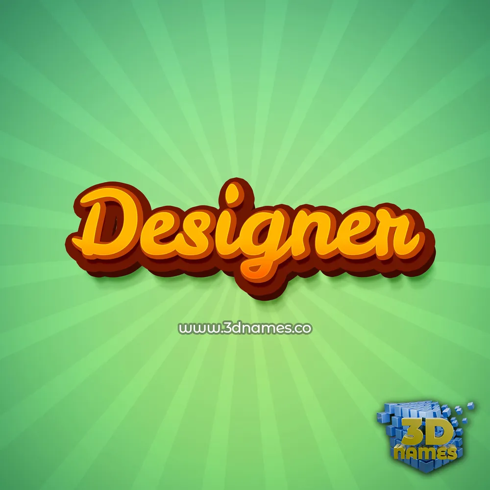 designer in Green Rays style - 3D name wallpaper