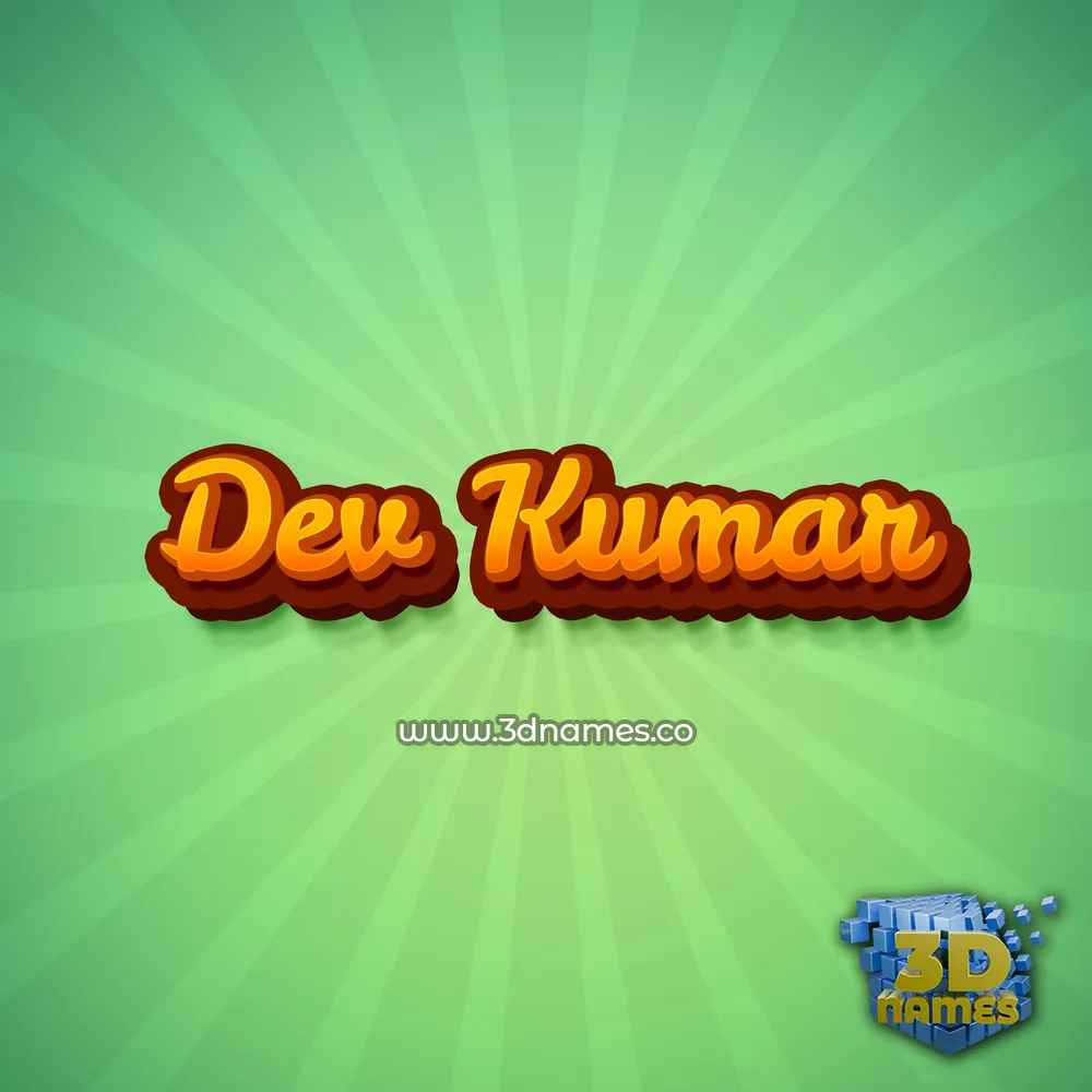 dev kumar in Green Rays style - 3D name wallpaper