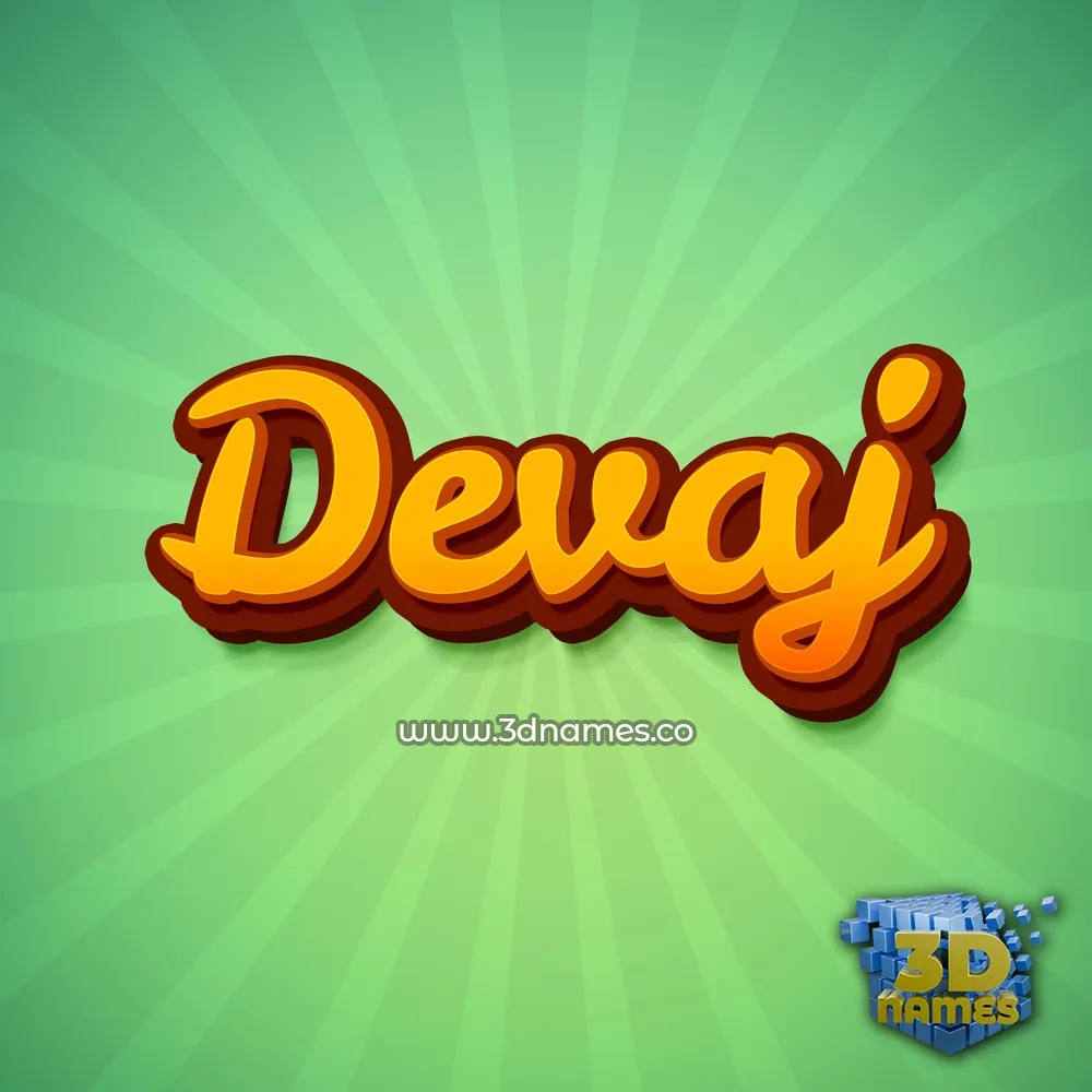 devaj in Green Rays style - 3D name wallpaper