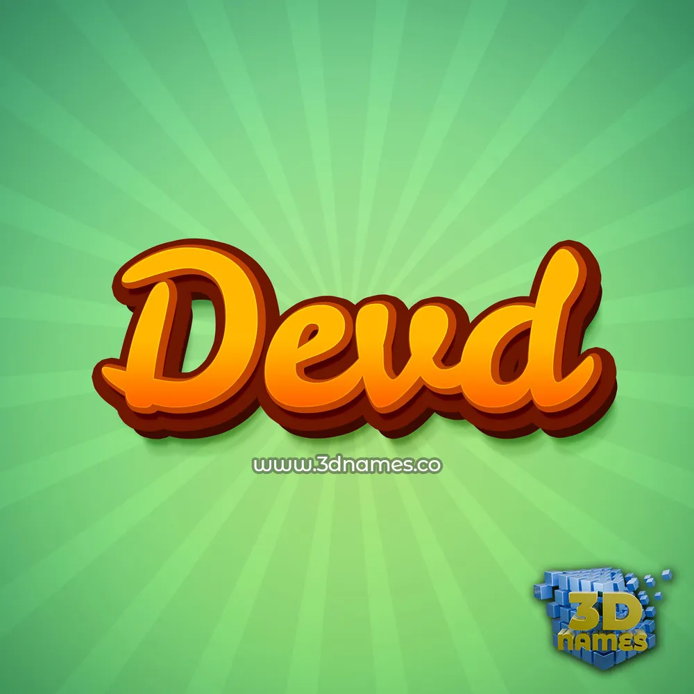 devd in Green Rays style - 3D name wallpaper