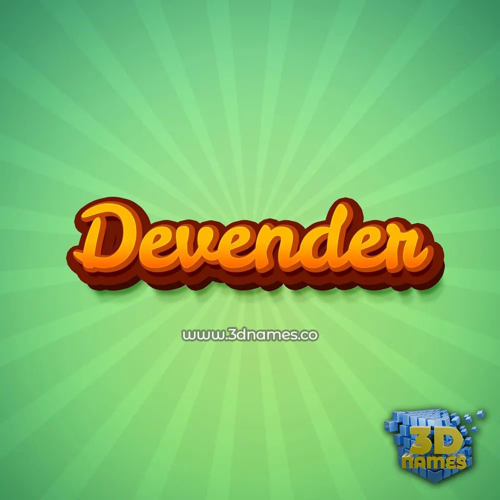 devender in Green Rays style - 3D name wallpaper