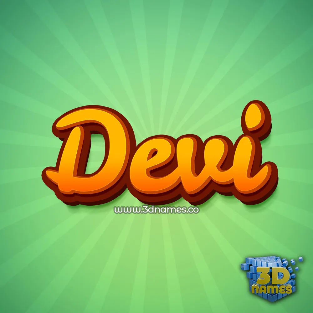 devi in Green Rays style - 3D name wallpaper