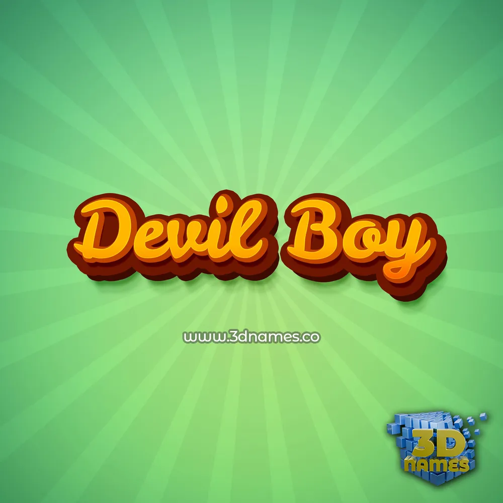 devil boy in Green Rays style - 3D name wallpaper