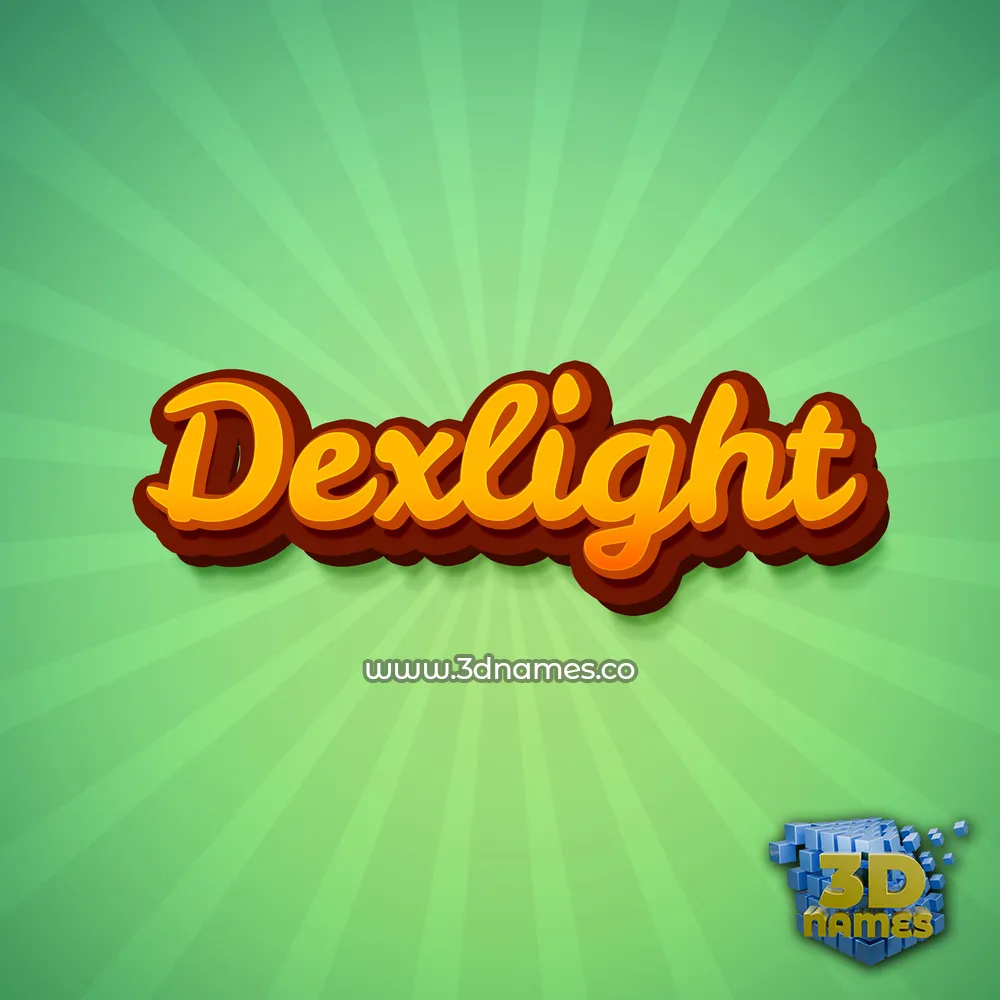 dexlight in Green Rays style - 3D name wallpaper