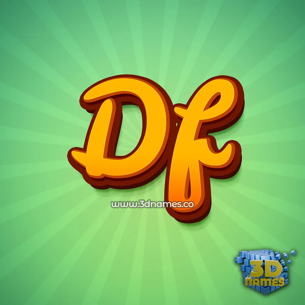 df in Green Rays style - 3D name wallpaper