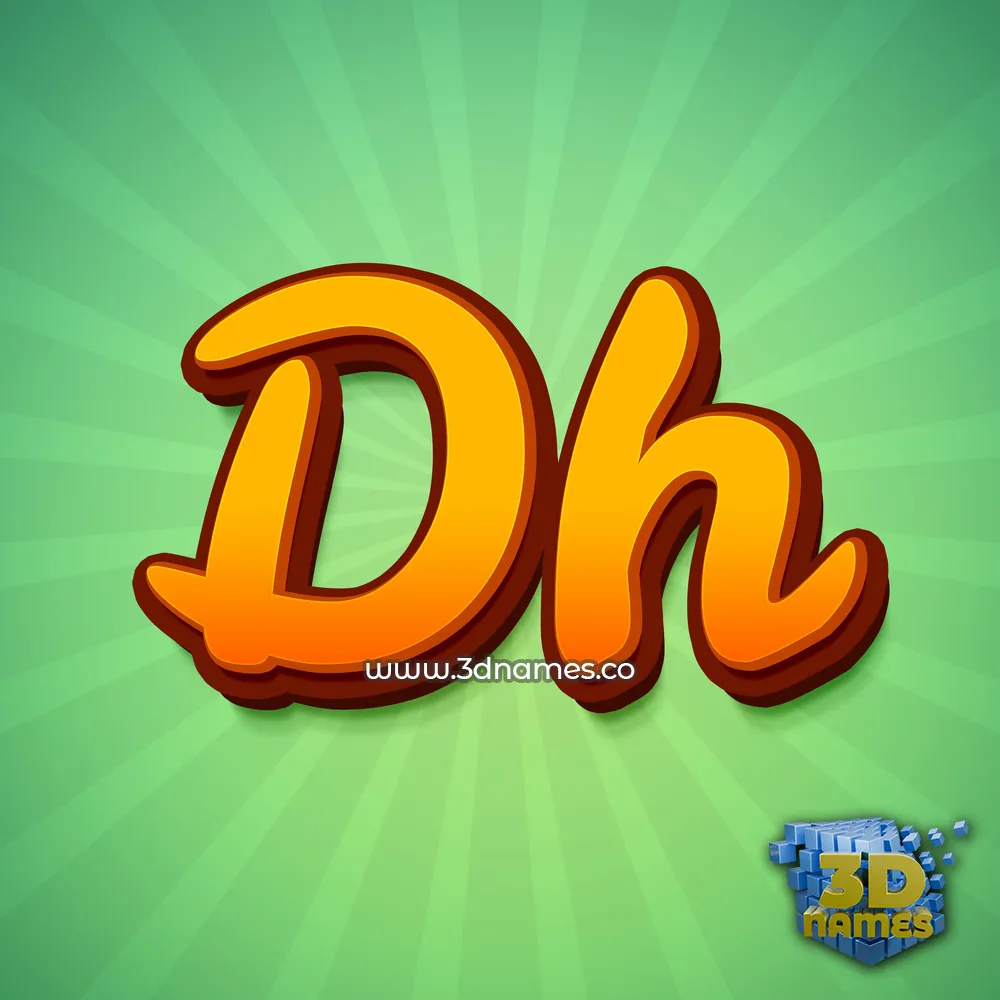 dh in Green Rays style - 3D name wallpaper