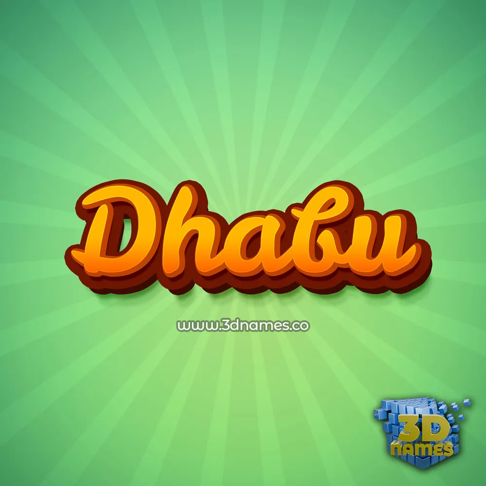 dhabu in Green Rays style - 3D name wallpaper