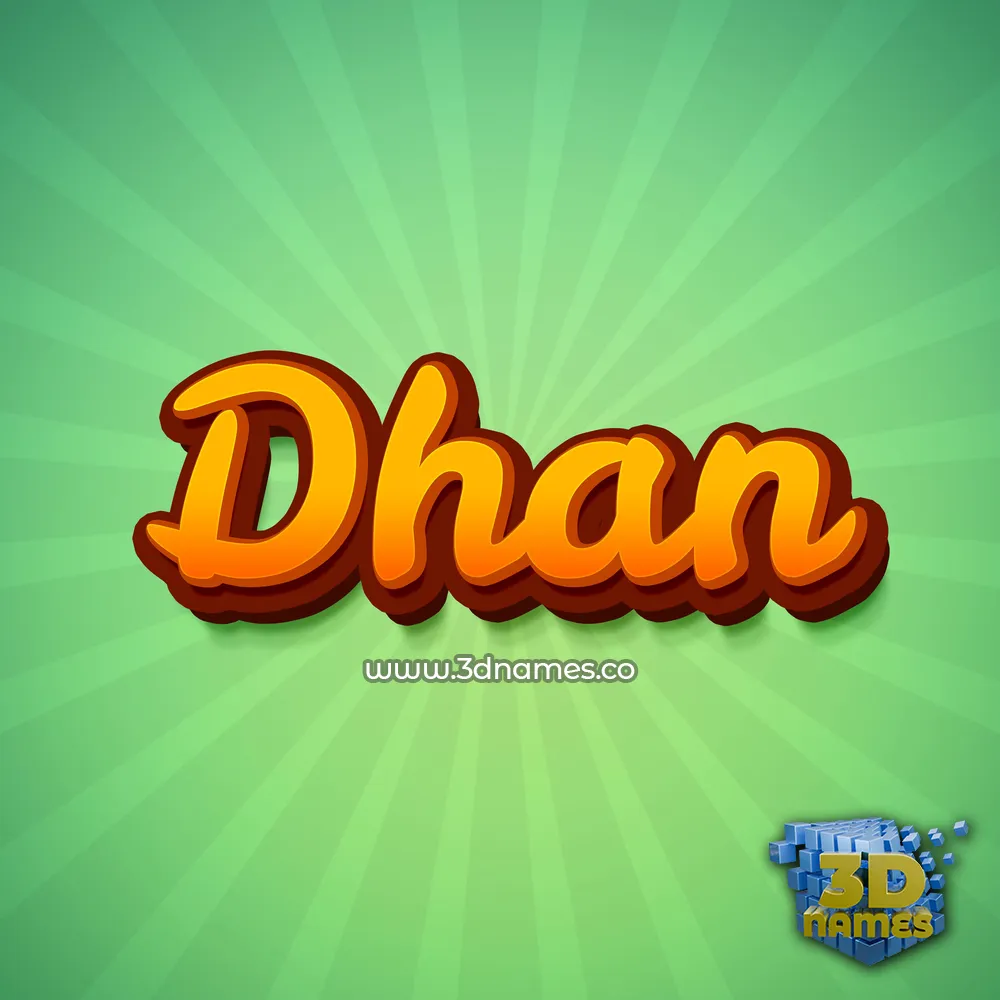 dhan in Green Rays style - 3D name wallpaper