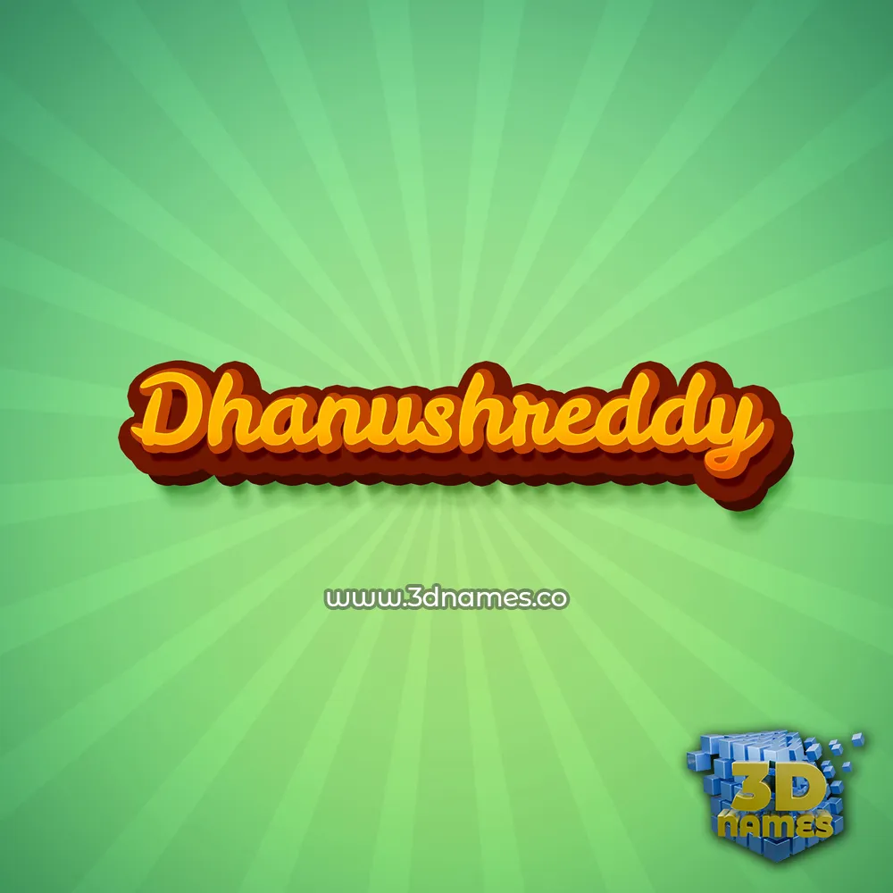 dhanushreddy in Green Rays style - 3D name wallpaper