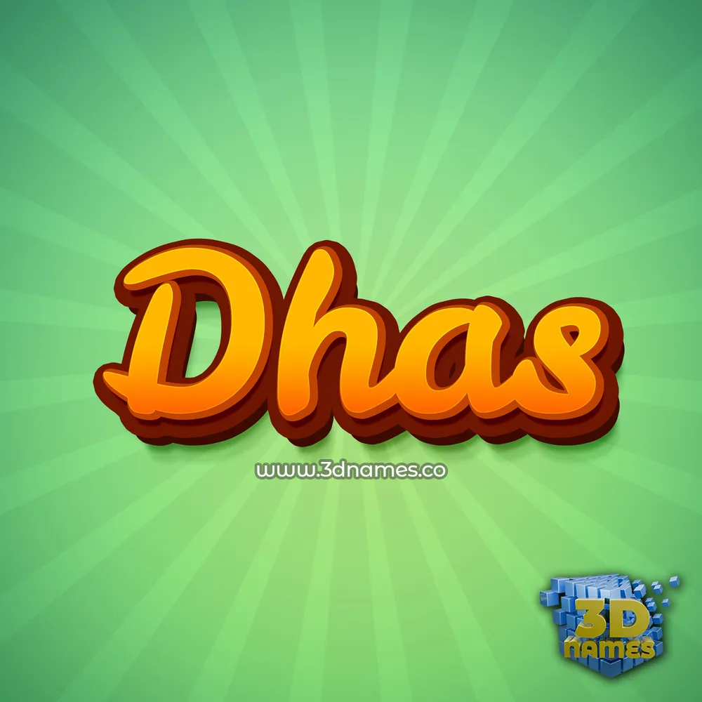 dhas in Green Rays style - 3D name wallpaper
