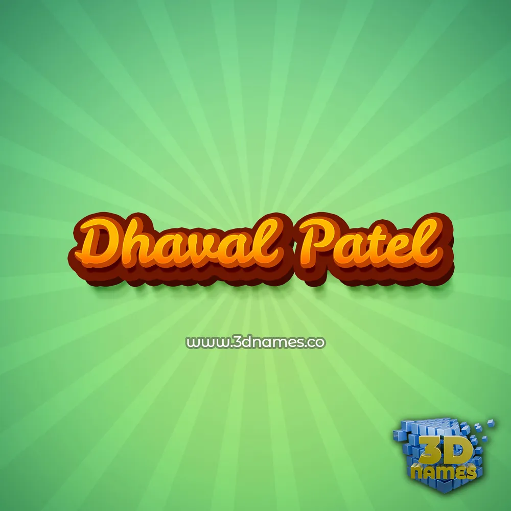 dhaval patel in Green Rays style - 3D name wallpaper