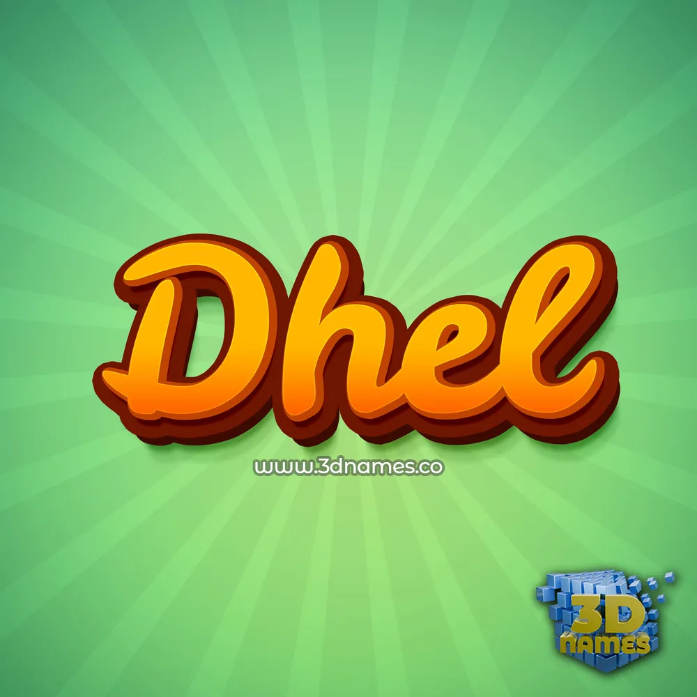 dhel in Green Rays style - 3D name wallpaper